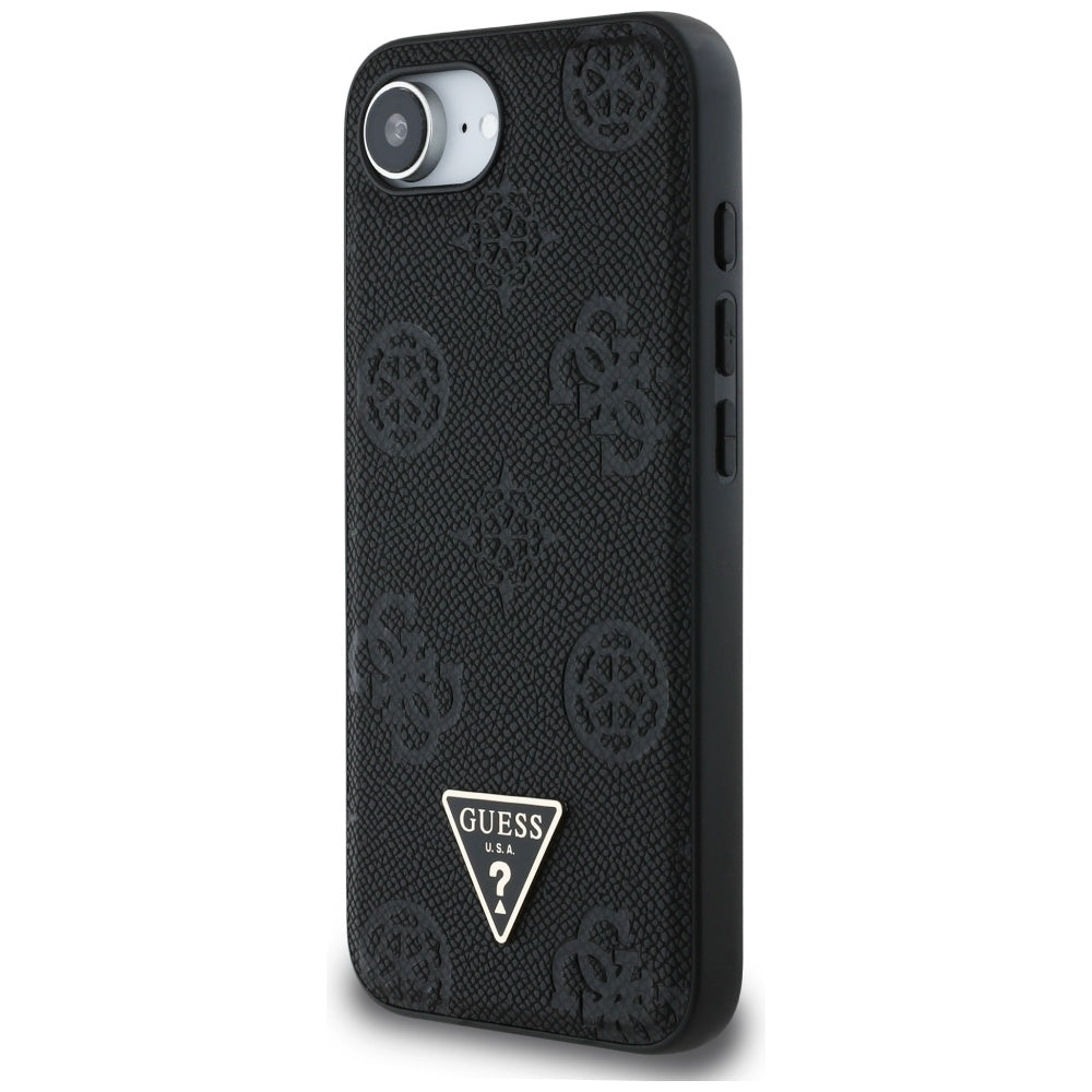 Guess MagSafe dėklas iPhone 16e – juodas (eko oda)