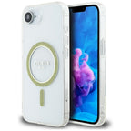 Guess MagSafe dėklas iPhone 16e – skaidrus, blizgus