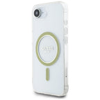Guess MagSafe dėklas iPhone 16e – skaidrus, blizgus