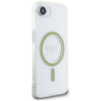 Guess MagSafe dėklas iPhone 16e – skaidrus, blizgus