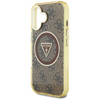Guess blizgus MagSafe dėklas iPhone 16 – rudas