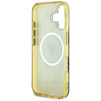 Guess blizgus MagSafe dėklas iPhone 16 – rudas