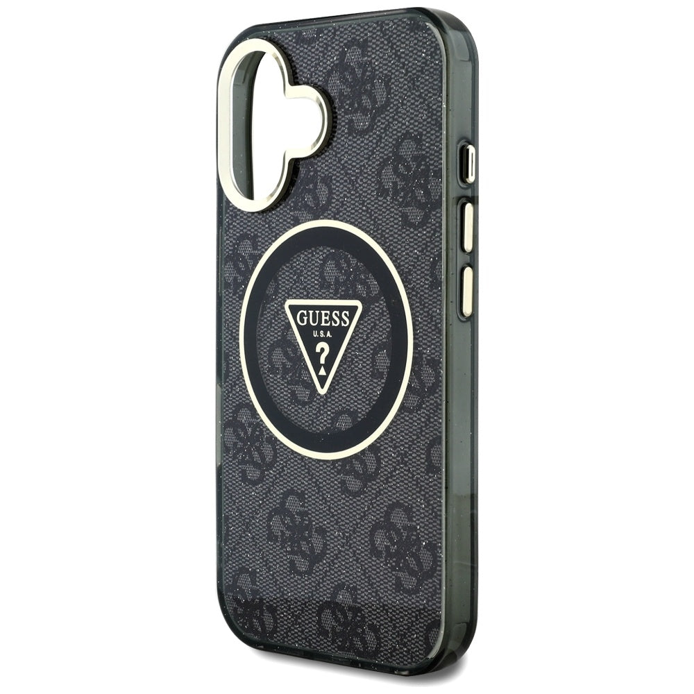 Guess IML Metal Glitter MagSafe dėklas iPhone 16 – juodas