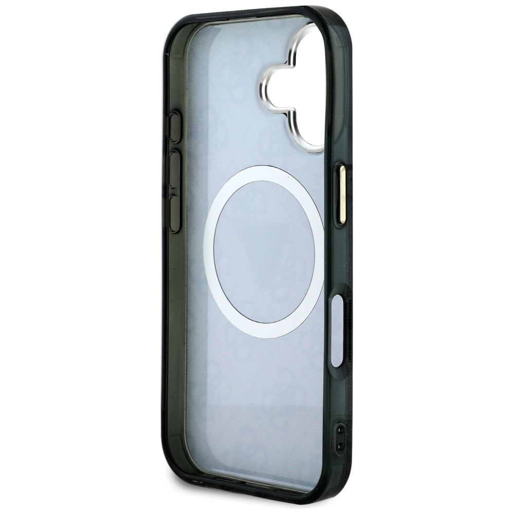 Guess IML Metal Glitter MagSafe dėklas iPhone 16 – juodas