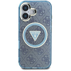 Guess MagSafe dėklas iPhone 16 – mėlynas (4G Glitter)