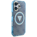 Guess MagSafe dėklas iPhone 16 – mėlynas (4G Glitter)