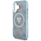 Guess MagSafe dėklas iPhone 16 – mėlynas (4G Glitter)