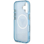 Guess MagSafe dėklas iPhone 16 – mėlynas (4G Glitter)