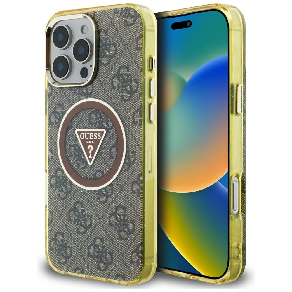 Guess MagSafe dėklas iPhone 16 Pro – rudas