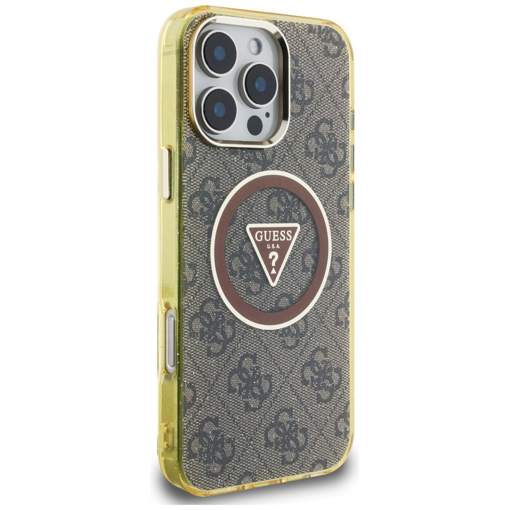 Guess MagSafe dėklas iPhone 16 Pro – rudas