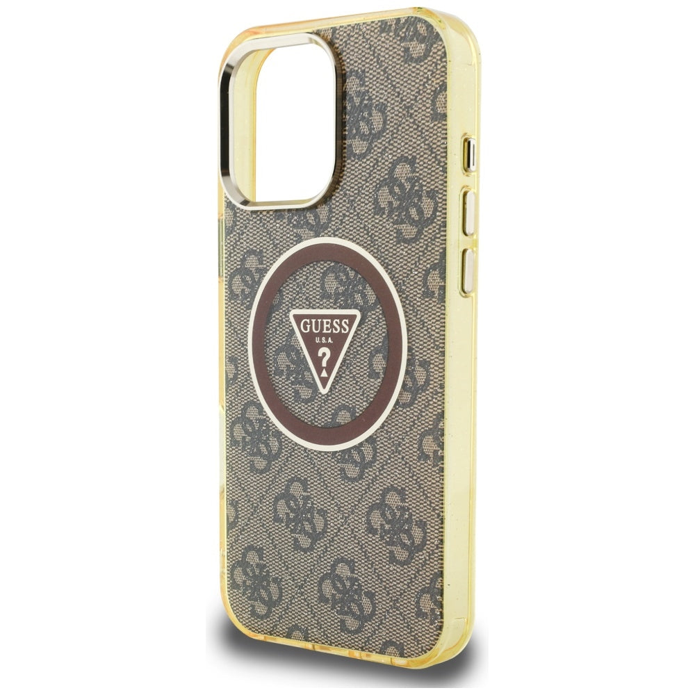 Guess MagSafe dėklas iPhone 16 Pro – rudas
