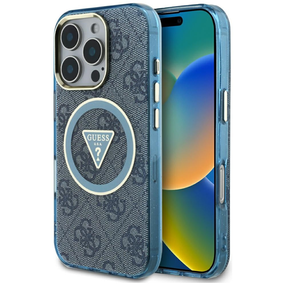 Guess MagSafe dėklas iPhone 16 Pro Max – mėlynas