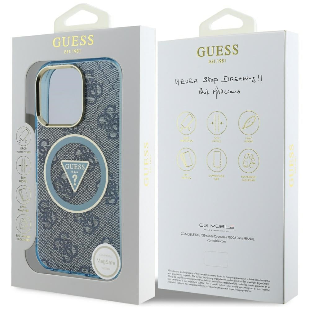 Guess MagSafe dėklas iPhone 16 Pro Max – mėlynas