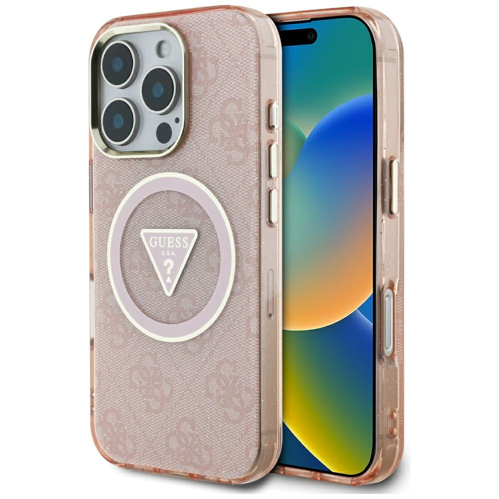 Guess MagSafe dėklas iPhone 16 Pro Max – rožinis