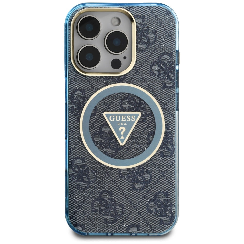 Guess MagSafe dėklas iPhone 16 Pro – mėlynas