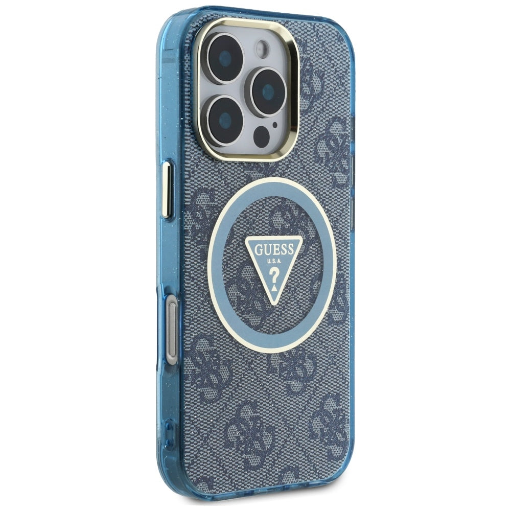 Guess MagSafe dėklas iPhone 16 Pro – mėlynas