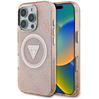 Guess MagSafe dėklas iPhone 16 Pro – rožinis