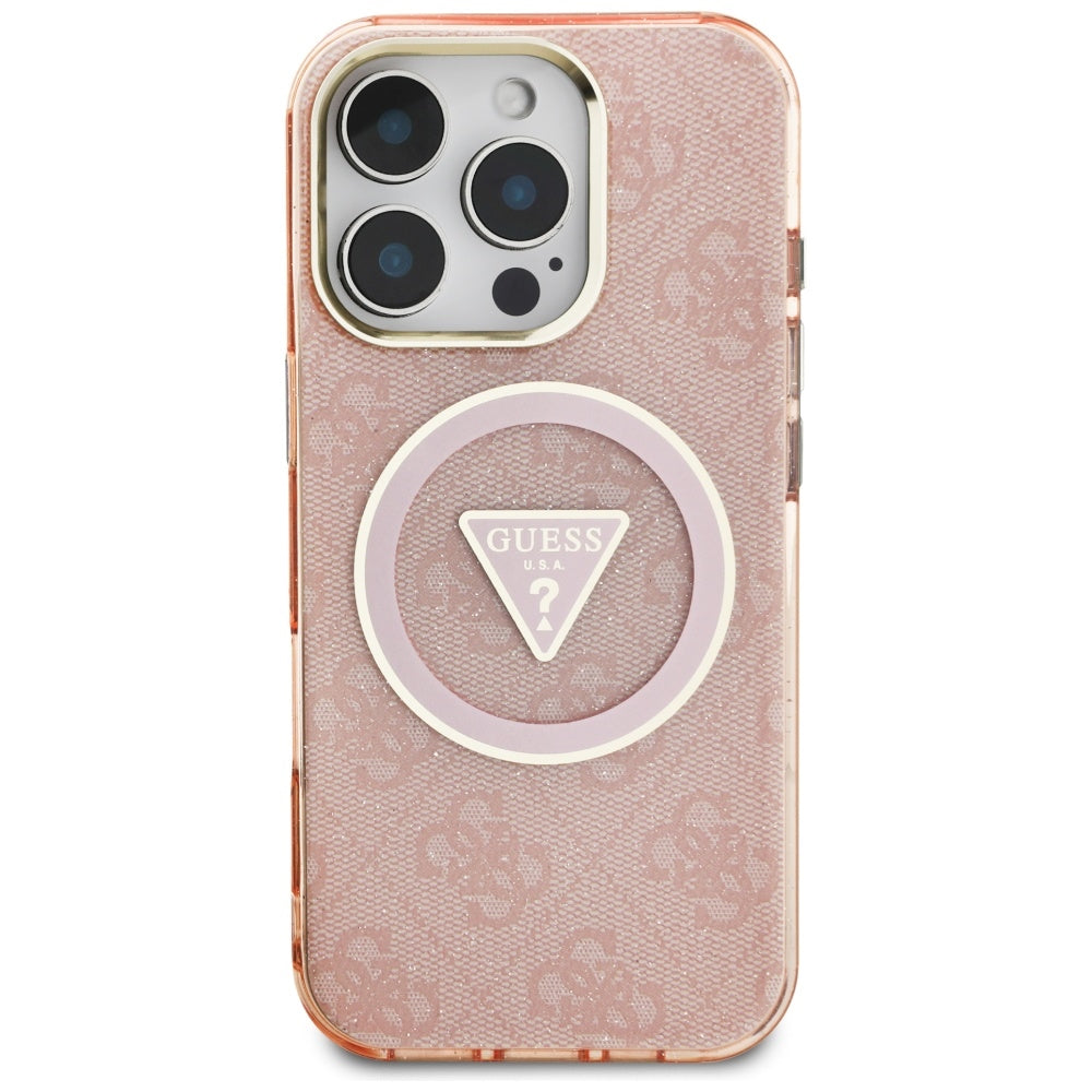 Guess MagSafe dėklas iPhone 16 Pro – rožinis