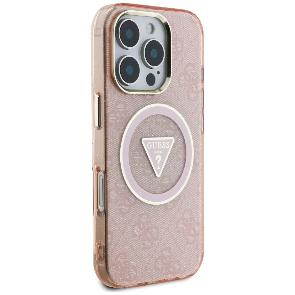 Guess MagSafe dėklas iPhone 16 Pro – rožinis