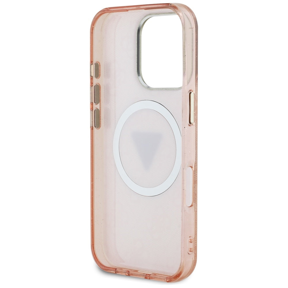 Guess MagSafe dėklas iPhone 16 Pro – rožinis