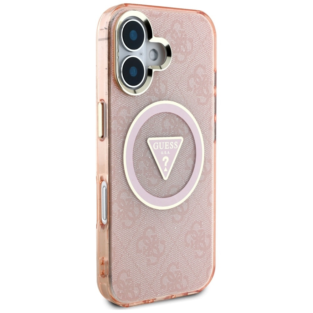 Guess IML Metal Glitter MagSafe dėklas iPhone 16 – rožinis