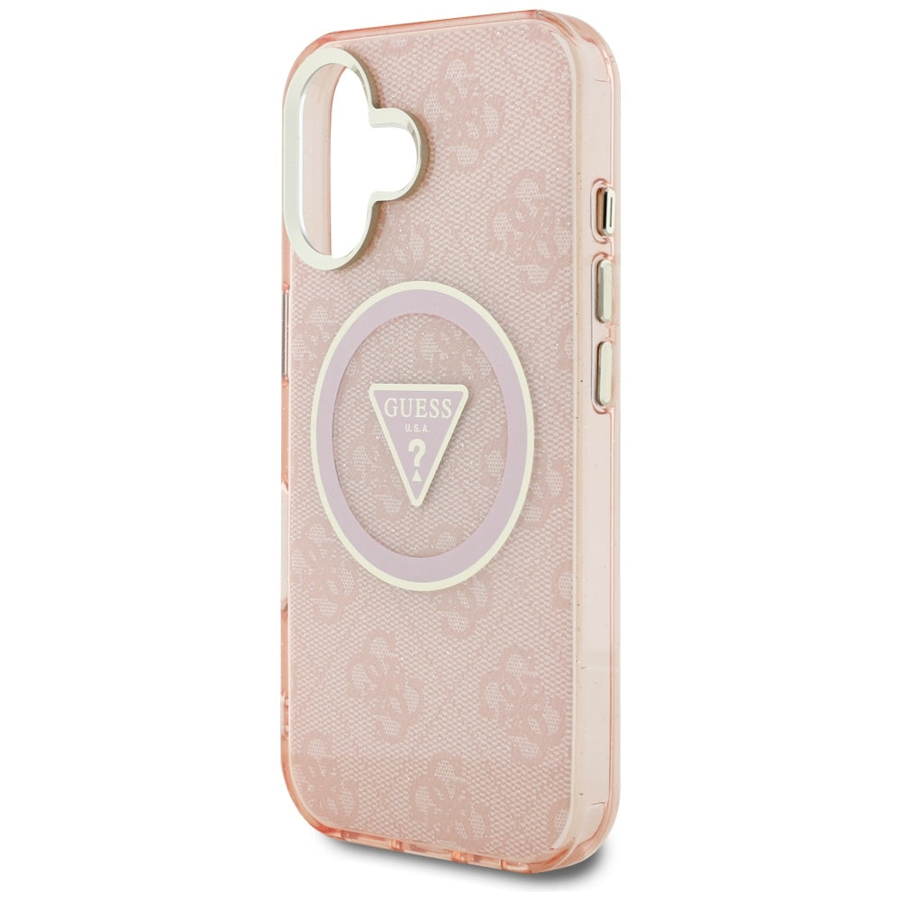 Guess IML Metal Glitter MagSafe dėklas iPhone 16 – rožinis