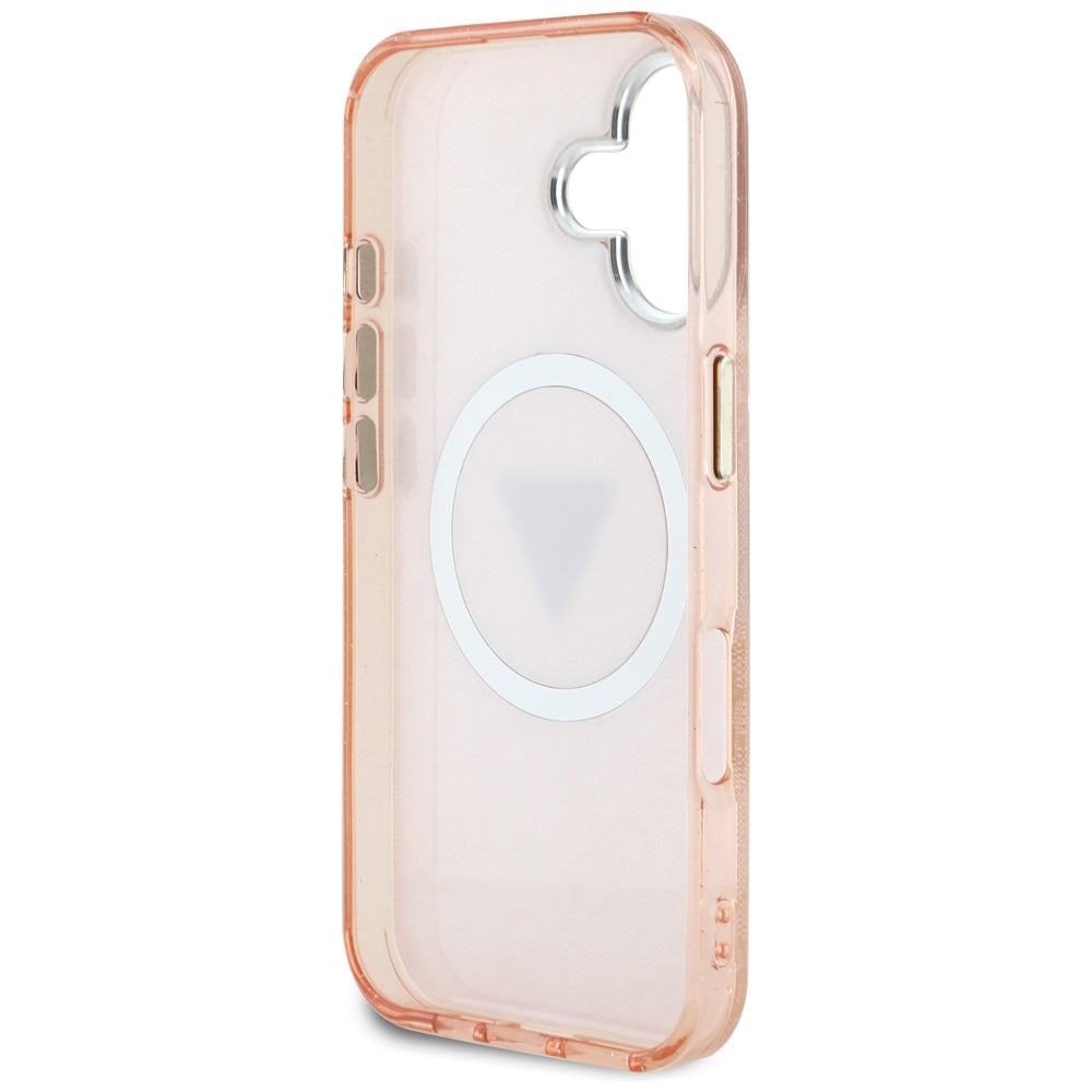 Guess IML Metal Glitter MagSafe dėklas iPhone 16 – rožinis