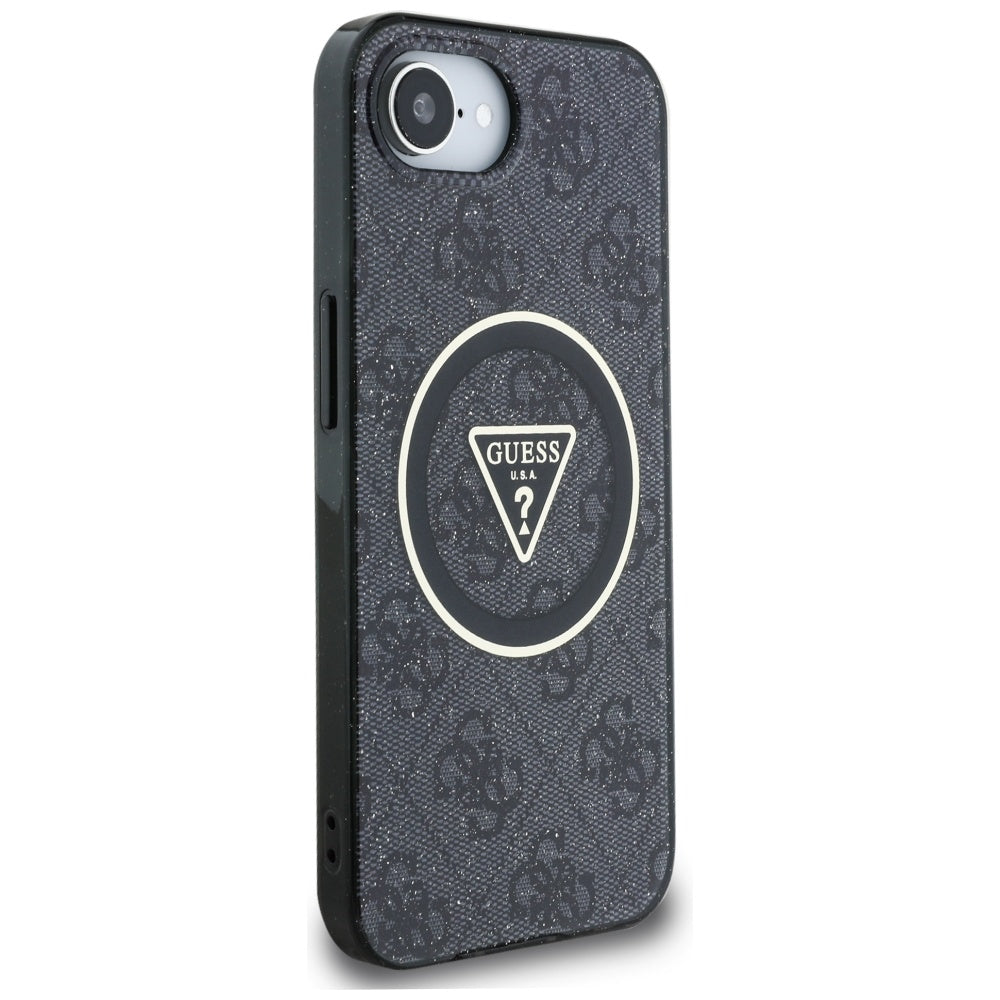 Guess blizgus MagSafe dėklas iPhone 16e – juodas