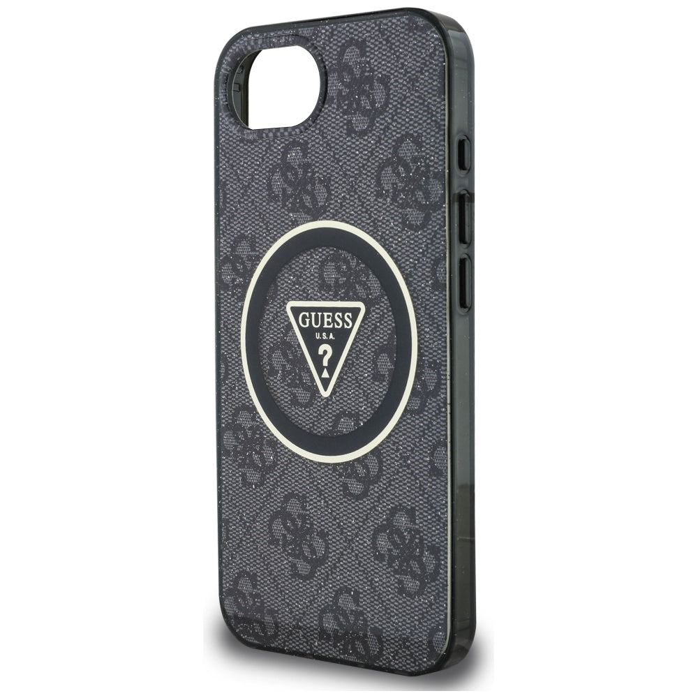Guess blizgus MagSafe dėklas iPhone 16e – juodas