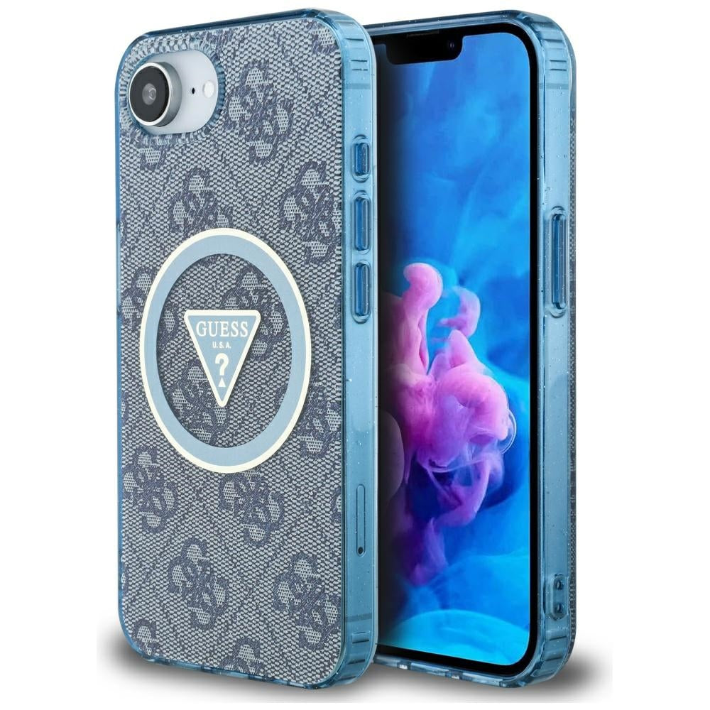 Guess MagSafe dėklas iPhone 16e – mėlynas