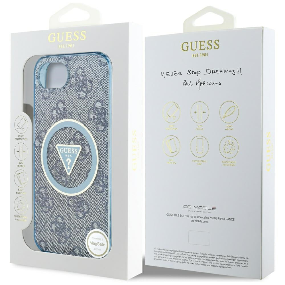 Guess MagSafe dėklas iPhone 16e – mėlynas