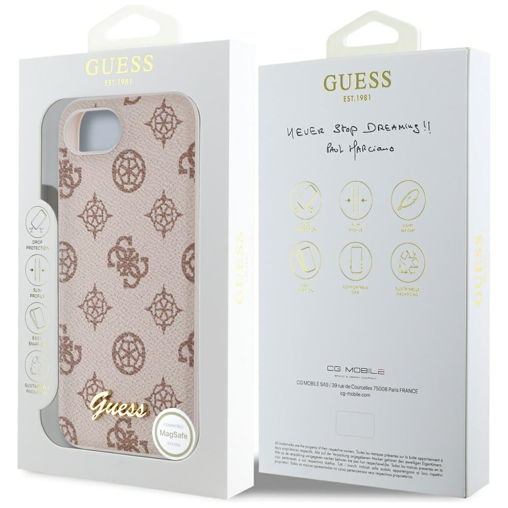 Guess MagSafe dėklas iPhone 16e – rudas