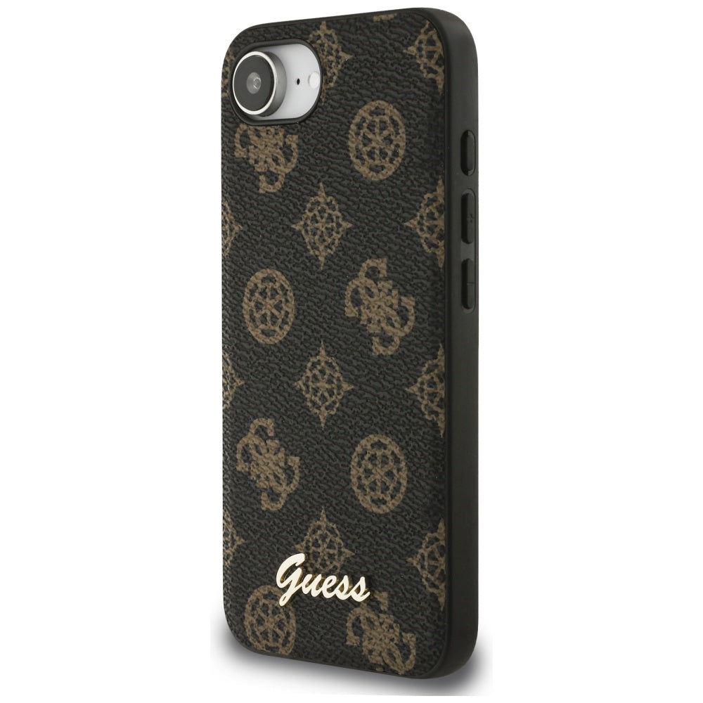 Guess Peony Script Logo MagSafe iPhone 16e dėklas - juodas -- iPhone 16e