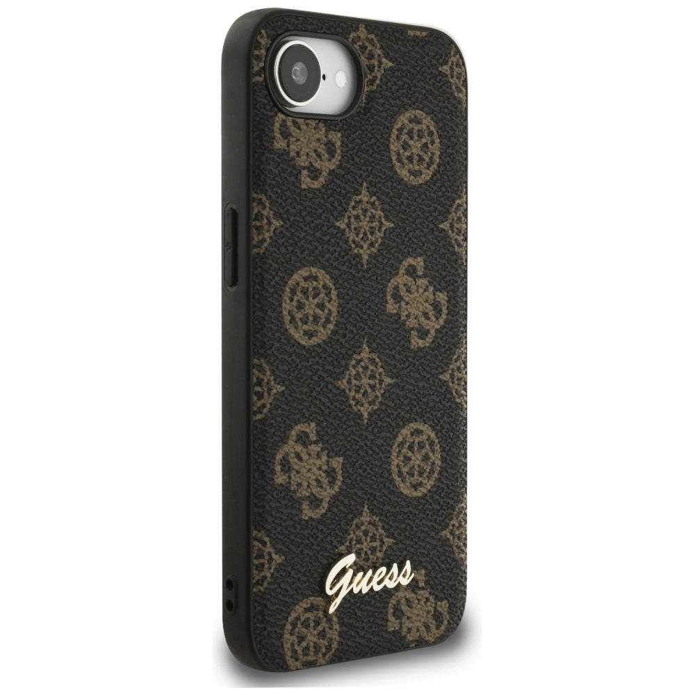 Guess Peony Script Logo MagSafe iPhone 16e dėklas - juodas -- iPhone 16e