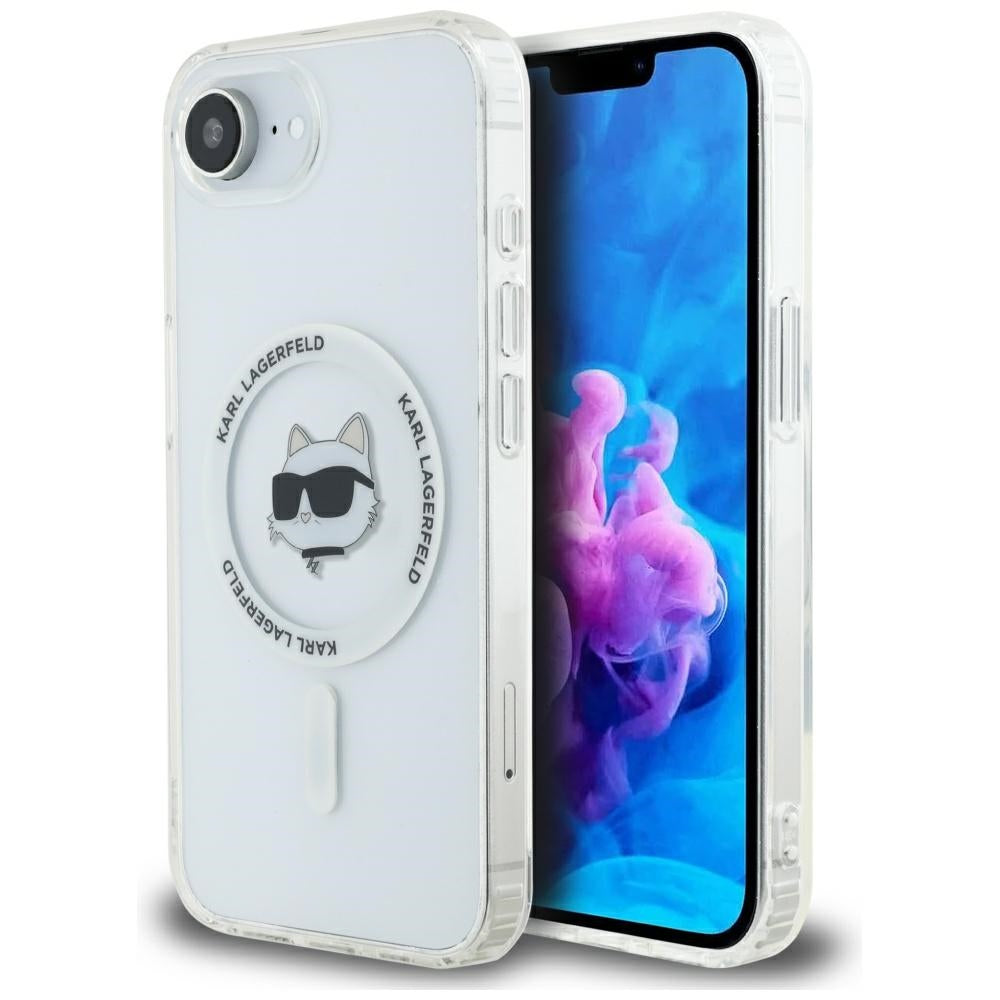 Karl Lagerfeld MagSafe dėklas iPhone 16e – baltas