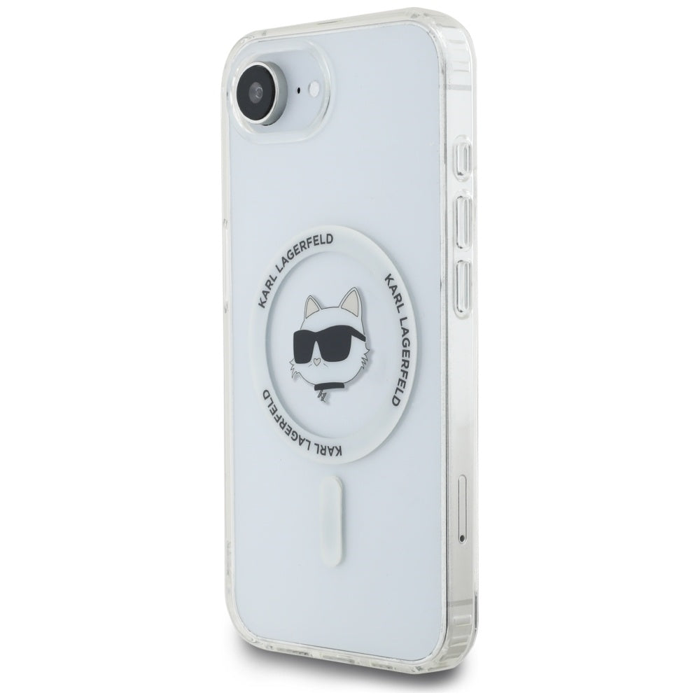 Karl Lagerfeld MagSafe dėklas iPhone 16e – baltas