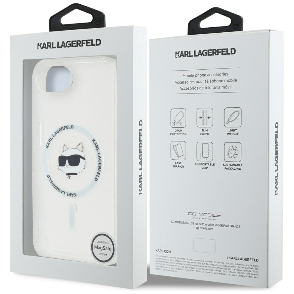 Karl Lagerfeld MagSafe dėklas iPhone 16e – baltas