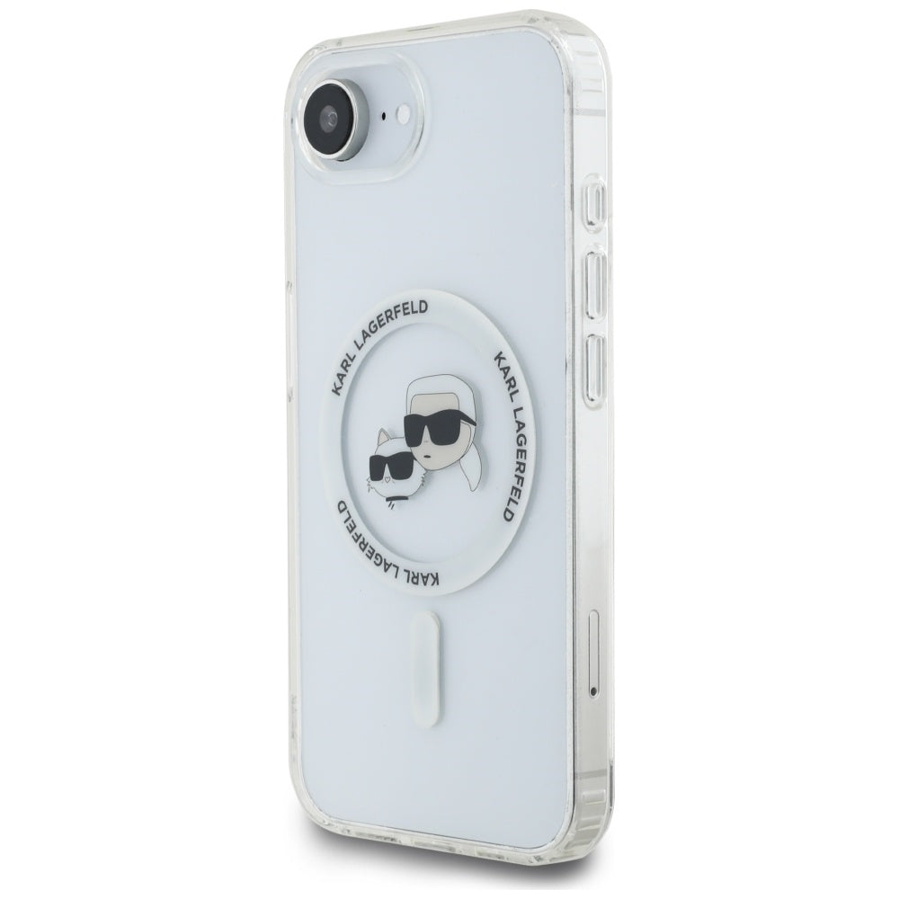 Karl Lagerfeld MagSafe dėklas iPhone 16e – baltas