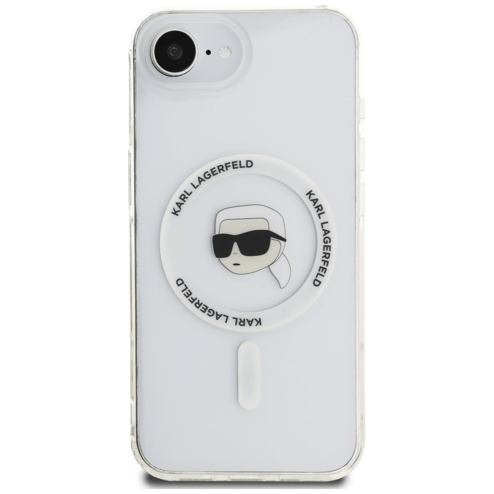 Karl Lagerfeld MagSafe dėklas iPhone 16e – baltas