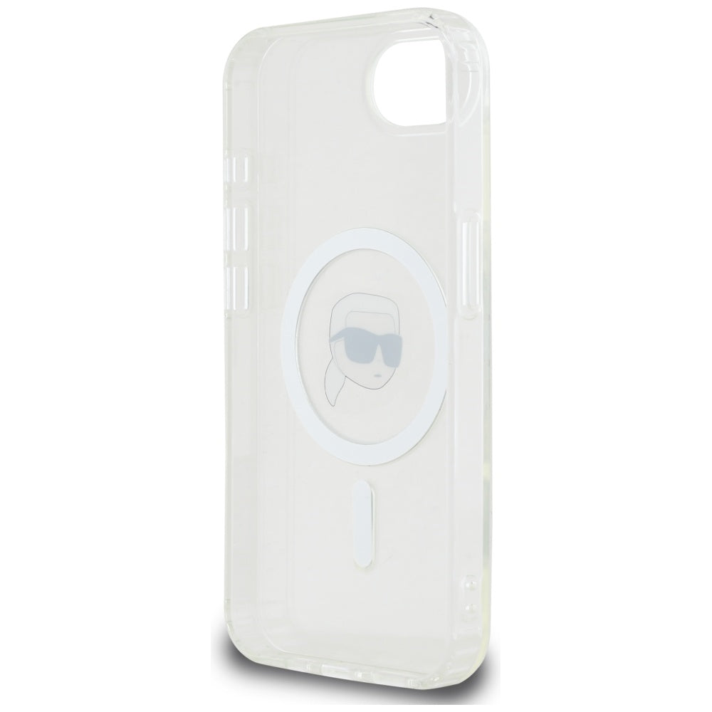 Karl Lagerfeld MagSafe dėklas iPhone 16e – baltas