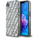 Karl Lagerfeld IML Repeat Logo dėklas iPhone 16e – sidabrinis