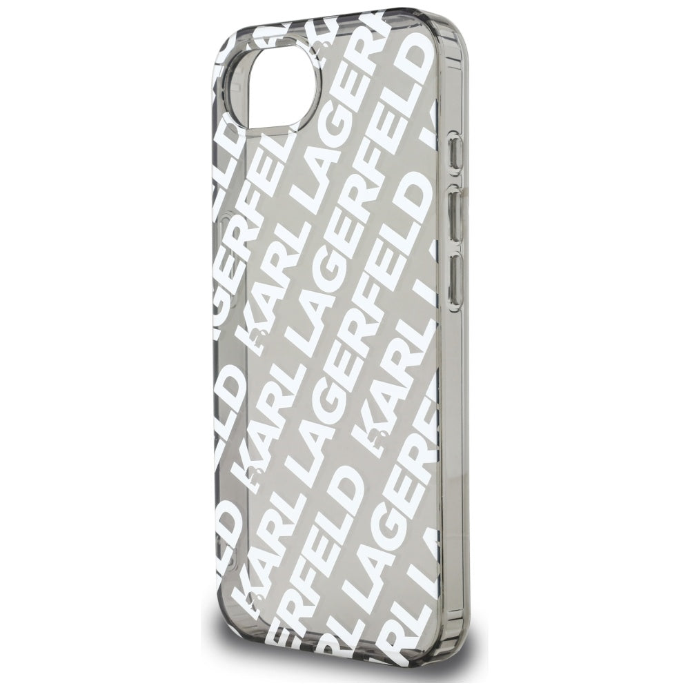 Karl Lagerfeld IML Repeat Logo dėklas iPhone 16e – sidabrinis