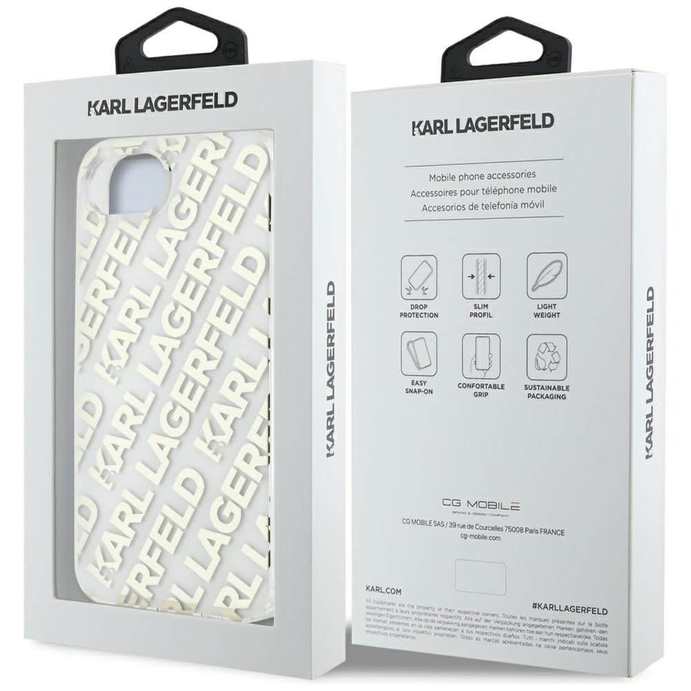 Karl Lagerfeld IML Repeat Logo dėklas iPhone 16e – auksinis -- iPhone 16e