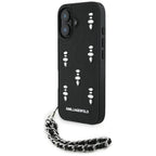 Karl Lagerfeld Saffiano Crystals dėklas iPhone 16 – juodas