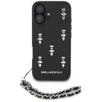 Karl Lagerfeld Saffiano Crystals dėklas iPhone 16 – juodas