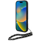 Karl Lagerfeld dėklas iPhone 16 Pro – juodas su grandinėle