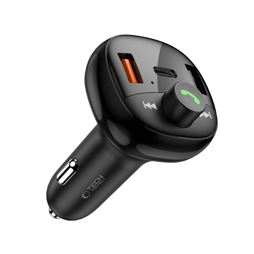 Tech-Protect CC06 3 jungčių PD72W automobilinis įkroviklis su siųstuvu - juodas -- Cell phone chargers