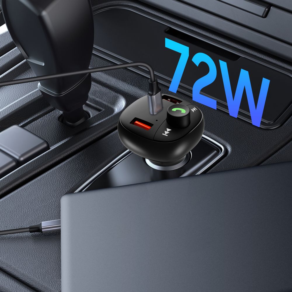 Tech-Protect CC06 3 jungčių PD72W automobilinis įkroviklis su siųstuvu - juodas -- Cell phone chargers