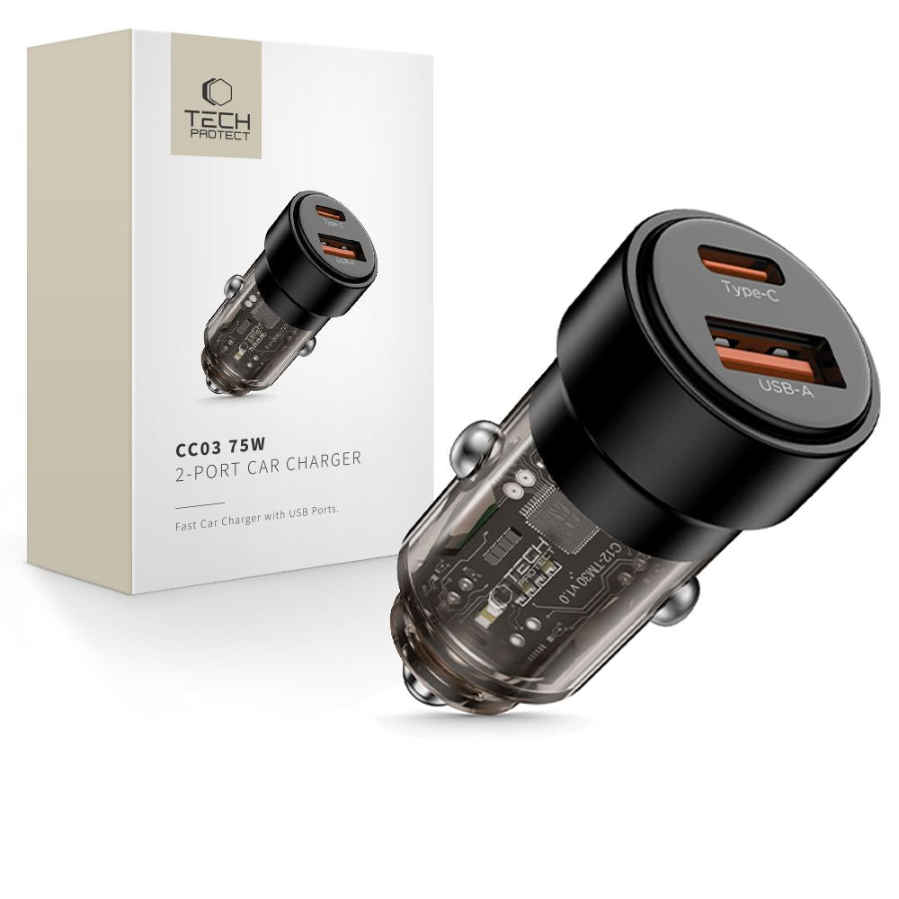 CC03 2 jungčių PD75W automobilinis įkroviklis - juodas -- Cell phone chargers