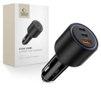 CC04 3 jungčių PD130W automobilinis įkroviklis - juodas -- Cell phone chargers